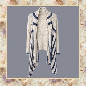 Double Zero Boho Crochet Waterfall Cardigan Size S Cream OpenKnit Draped Sweater